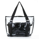 Set 2PCS Women's Handbag Tote Shoulder Bag Transparent PVC Black Fashion H7B4