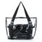 Set 2PCS Women's Handbag Tote Shoulder Bag Transparent PVC Black Fashion H7B4
