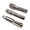 3 Pcs 2Pit 2 Slots SDS Round Shank Convert Shank Socket Extension Bar SDS E