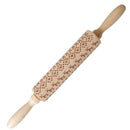 Christmas Snowflake Elk Wooden Rolling Pin Dough Engraved Roller for Baking