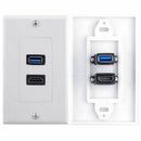 1x 2Port HDMI+USB 3.0 Female Wall Face Plate Panel Outlet Socket Extender W Z5S5