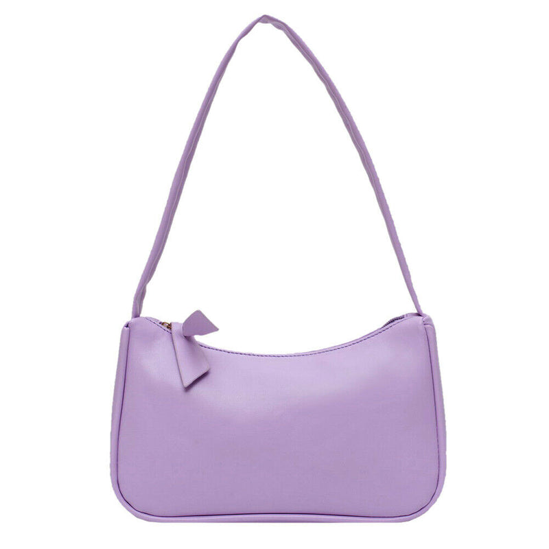 Simple Elegant Women Small Shoulder Bag Pure Color Sling Handbags (Purple)