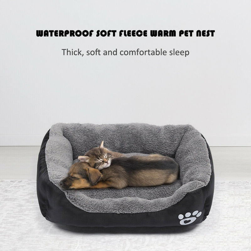 Pet Sofa Dog Bed Doghouse Warm Sleeping Cushion for Pet Supplies (Black L) A