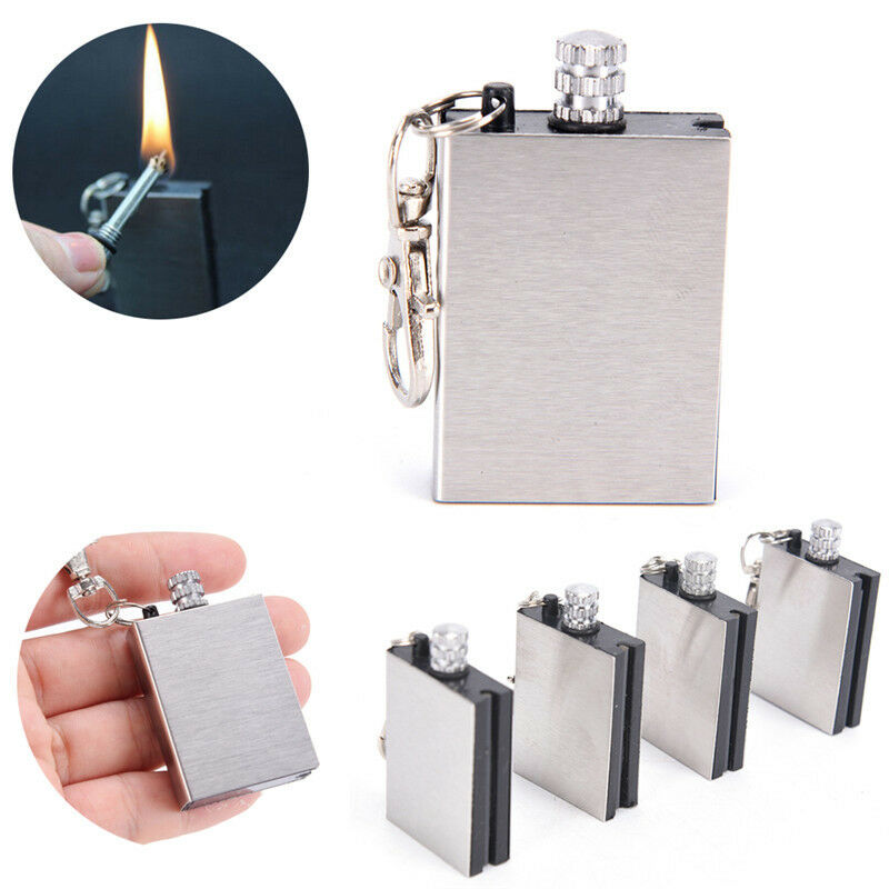 Fire Starter Capsule Flint Keychain Key ring Lighter Match NO Fuel Camp Tool MO