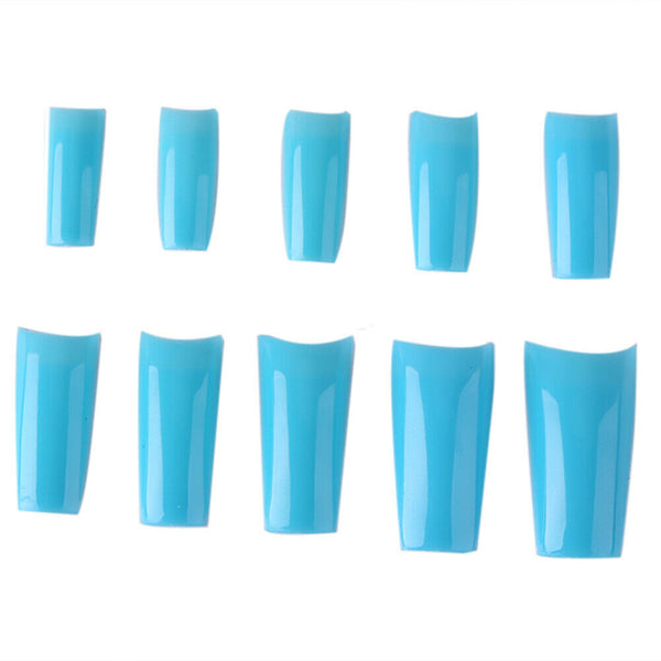 500pcs French Tips False Nail Half Cover Acrylic Gel Nail Art Tool (Blue) A#S