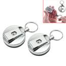 2 pcs Metal Retractable Retracting Card Holder Clip Key Split Ring Pull O AWS