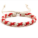 Colorful Weave Bracelet Retro Ethnic Knit Rope Bangles Jewelry Gift (Red) A