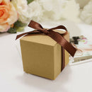 50 Pcs/Set Kraft Paper Square Candy Box with Ribbon DIY Wedding Gift Favor Boxes