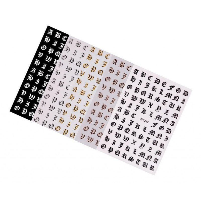 5Pcs Letter Alphabet DIY Nail Art Stickers Tips Decoration Decals Stencils