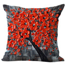 Fashion Cotton and linen Square Pillow cases Gray + red flowers