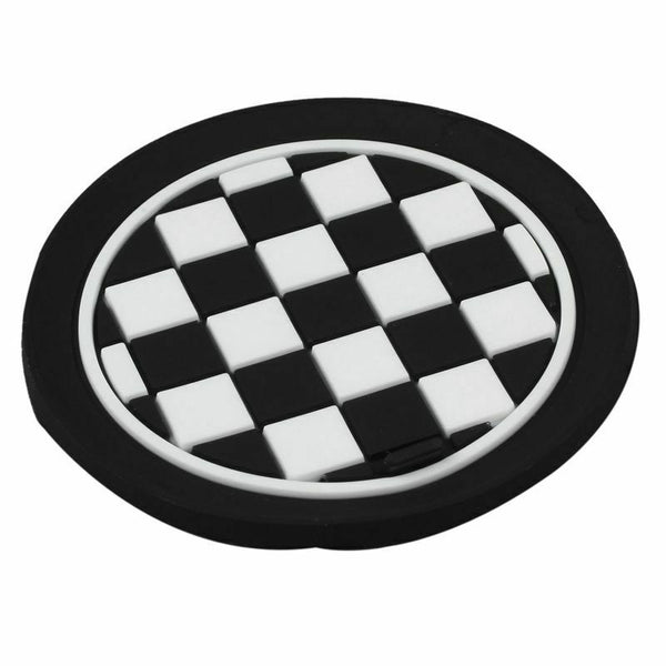 Mini Auto Car Water Cup Bottle Holder Anti-slip Pad Mat 65mm Black and Whit G5H1