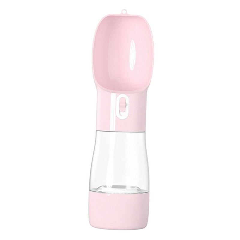 Portable Pet Dog Outdoor Travel Water Bowl Bottle Drinking Food Dish Feeder Pink