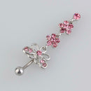 Puncture Ring Medical Needle Butterfly Zircon Flower Umbilical Navel Ring
