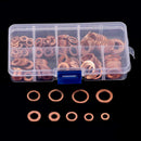 200 Pcs M5-M14 Copper Crush Washer Gasket Set Flat Ring Seal Assortment Kit