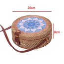 Round Rattan Crossbody Bag,Straw Boho Bag For Women Purse Handmade Clutch W