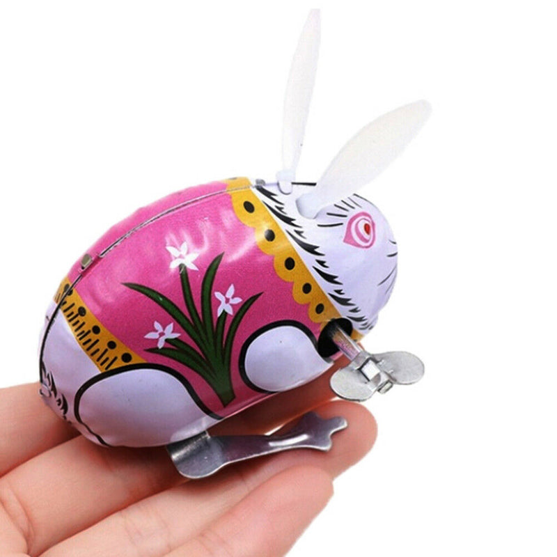 1Pc cute tin wind up clockwork toys jumping rabbit classic t3c
