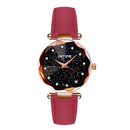 Women Casual Quartz Watches Leather Watchband Business Wristwatch (Red)