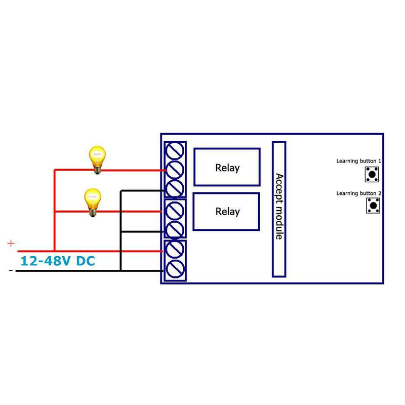 DC 12V-48V 2CH Channel Wireless Remote Control Switch Receiver+Transmitter
