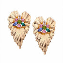 Women Fashion Alloy Leaf Dangle Earrings drill Earrings Statement For Women