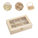 6 Compartments Tea Box Natural Wood Tea Bag Durable Jewelry Organizer Stora
