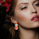 Lovely Snowman Drop Earrings Christmas Pendant Ear Studs Jewelry (Orange) A