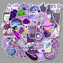 50Pcs Cartoon Purple Stickers DIY Suitcase Laptop Guitar Bicycle Car Decals 3C