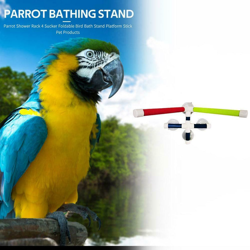 Parrot Shower Rack 4 Sucker Folding Bird Stand Platform Stick Pet Products