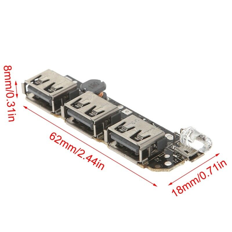 DIY 5V 2.1A 3 USB Power Bank Battery Charger Module Circuit Board Step Up Boost