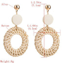 Rattan Earrings for Women Handmade Straw Wicker Braid Geometric Statement D