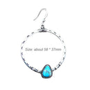 Big Circle Turquoise Earrings Ethnic Style Retro Ear Hook for Women Jewelry A