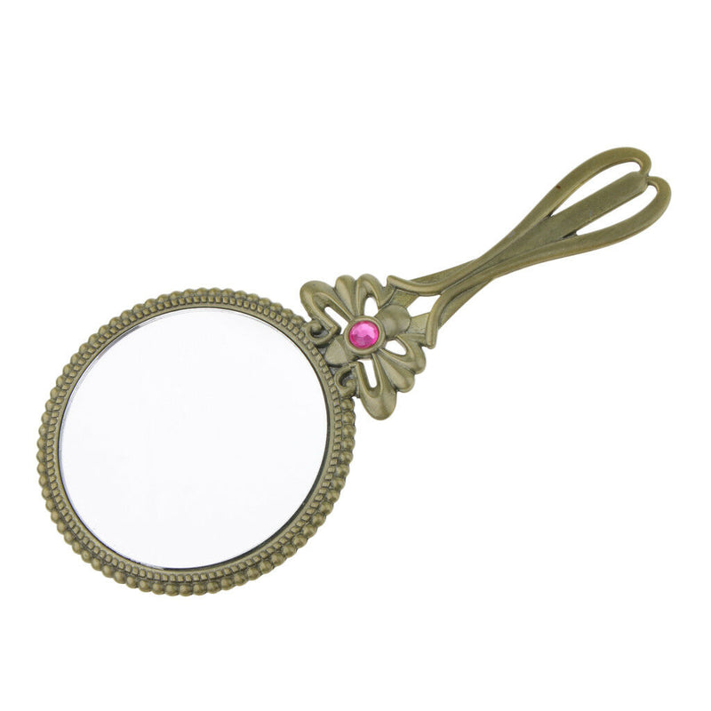 Lady Retro Hand Held Vanity Round Mirror Makeup Dresser Pocket Size Mirror