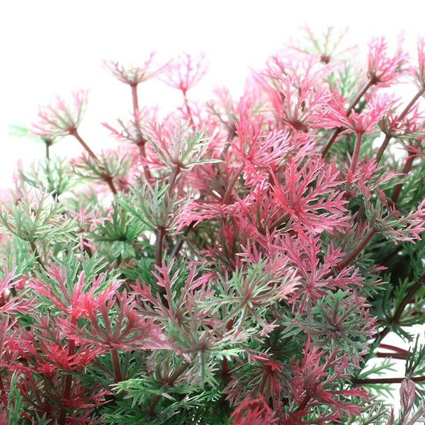 9.8" Length Artificial Plastic Fish Tank Decor Grass Plant Red Green