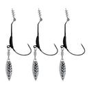 6Pcs Weighted Fishing Crank Barbed Lead Offset Lure Hooks with Spoon Sequins