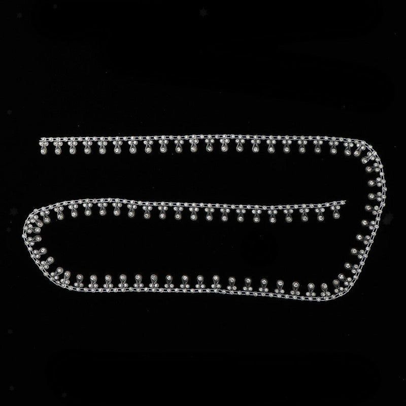1 Yard White Diamante Trim Crystal Rhinestone Applique Chain Sew On Trimming