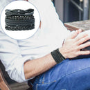 4pcs Retro Weave Bracelet Multilayer Leather Bangles Unisex Jewelry Gift A