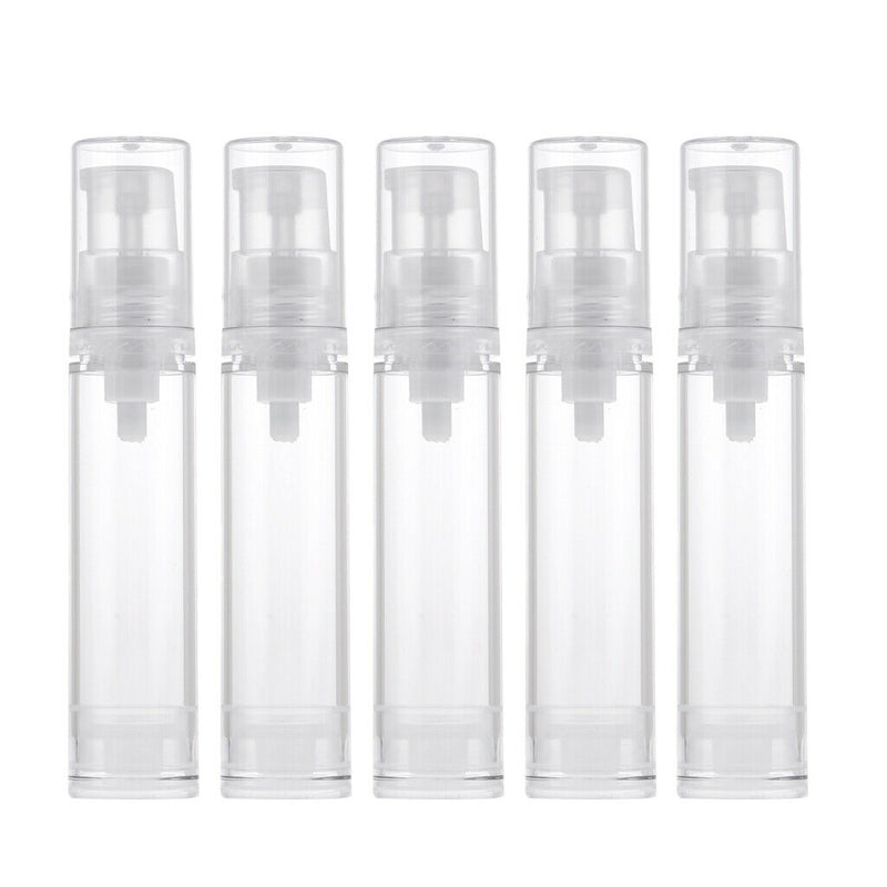 5pcs Empty Airless Pump Bottle 10ML Refillable Air Pump Bottles Travel Fine Mist