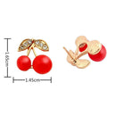 Sweet Shining Rhinetones Women Girls Cute Mini Cherry Fruit Studs Earrings