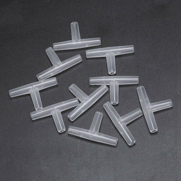 Plastic Tee Shape Aquarium 3-Way Air Valve Connectors 10 Pcs White