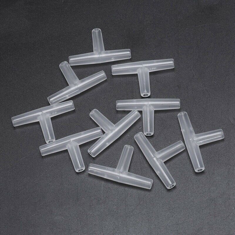 Plastic Tee Shape Aquarium 3-Way Air Valve Connectors 10 Pcs White
