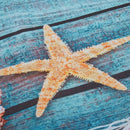 Retro Blue Wood Flooring Fishing Net Conch Shells Starfish Nautical Non-Sli F1L1