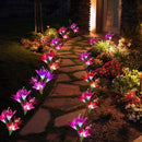 Outdoor Solar Garden Stake Lights 3 Pack With 12 Lily Flowers,Solar Flower