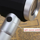10X Optical Lens Metal Handheld Scale LED Handle Magnifier Magnifying Glass