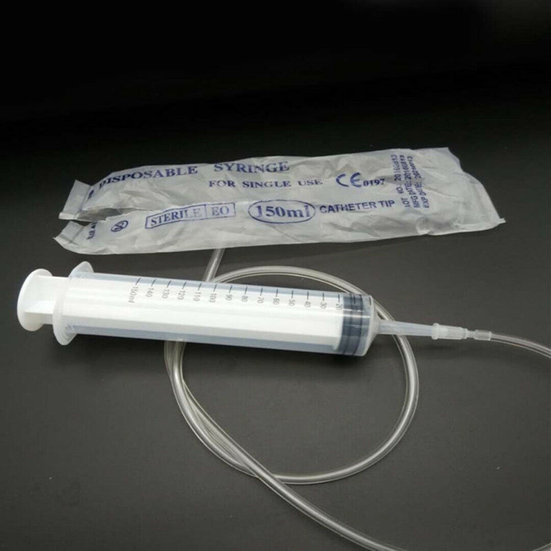 Large 150ML Plastic Hydroponics Nutrient Measuring Syringe with 70cm Tube Set