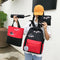 4pcs/Set Cute Cat Backpack Canvas Teenagers Mochila Shoulder Bag (Black)