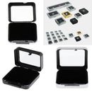 2x Gem Display Box Diamond Jewelry Coin Holder Glass Lid Box Storage Cases