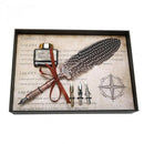 Retro Classical Feather Dip Pen Fountain Pen Ink Bottle with 3 Nibs Station
