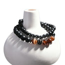 2PCS/set Black Mantra Prayer Healing Natural Stone Beads Bracelet Women Men