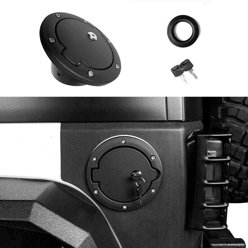 For Jeep Wrangler JK 07-18 Car Gas Gasoline Tank Cap Cover with Lock Alumin W5Z3