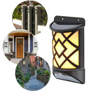 Solar LED Colorful Flame Lamp+LED Motion Sensor Wall Light Garden Yard Lamp