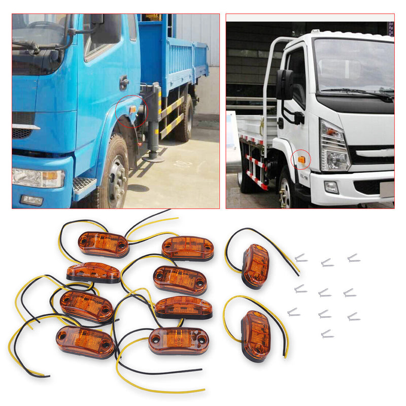 10 2 LED Amber Side Marker Light Clearance Lamp fit for Trailer Truck Boat Lorry